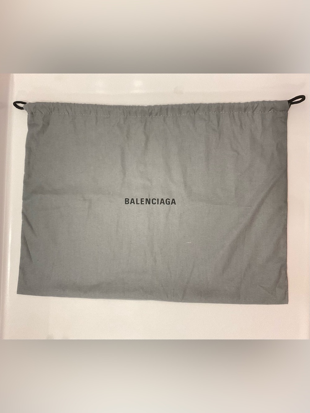 Balenciaga Gray Drawstring Logo Dust Bag with Black Cord